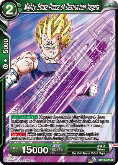 Mighty Strike Prince of Destruction Vegeta Foil BT11-068 Vermilion Bloodline Dragonball Super card