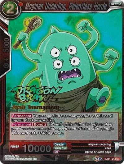 Moginan Underling Relentless Horde Dragon Brawl Draft Tournament Gold Stamped DB1-018 Promotion Cards Dragonball Super card