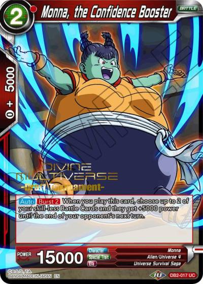 Monna the Confidence Booster Divine Multiverse Draft Tournament DB2-017 Tournament Promotion Cards Dragonball Super card