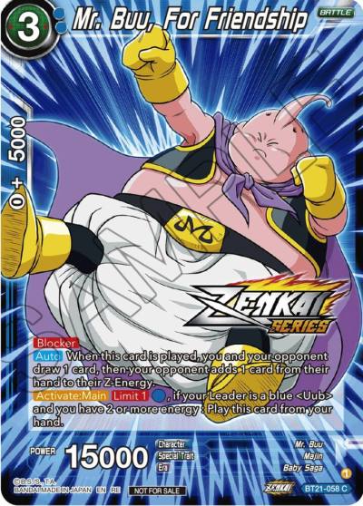 Mr Buu For Friendship Event Pack 12 BT21-058 Tournament Promotion Cards Dragonball Super card