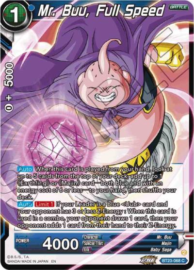 Mr Buu Full Speed BT23-068 Perfect Combination Dragonball Super card