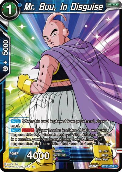Mr Buu In Disguise BT21-059 Wild Resurgence Dragonball Super card