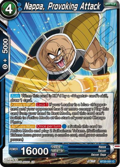 Nappa Provoking Attack BT25-051 Legend of the Dragon Balls Dragonball Super card