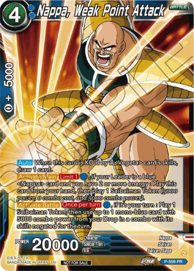 Nappa Weak Point Attack Zenkai Series Tournament Pack Vol6 P-559 Tournament Promotion Cards Dragonball Super card