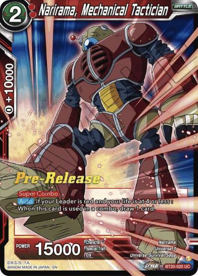 Narirama Mechanical Tactician BT20-020 Power Absorbed Pre-Release Cards Dragonball Super card