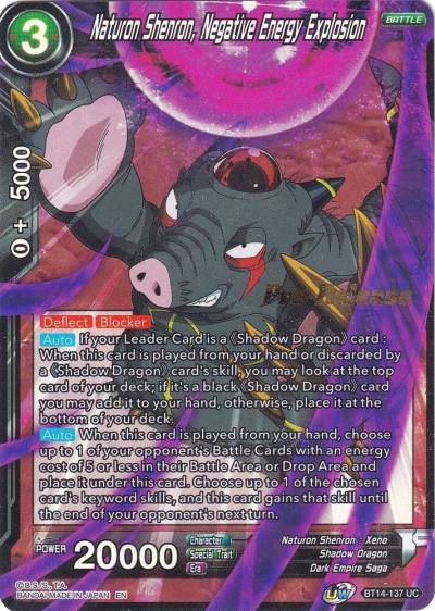 Naturon Shenron Negative Energy Explosion BT14-137 Cross Spirits Pre-Release Cards Dragonball Super card