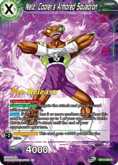 Neiz Coolers Armored Squadron BT17-064 Ultimate Squad Pre-Release Cards Dragonball Super card