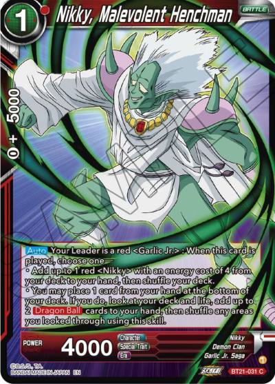 Nikky Malevolent Henchman Foil BT21-031 Wild Resurgence Dragonball Super card