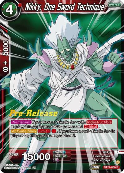Nikky One Sword Technique BT21-030 Wild Resurgence Pre-Release Cards Dragonball Super card
