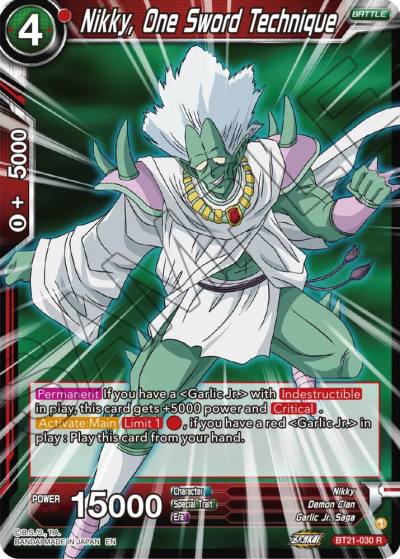 Nikky One Sword Technique Foil BT21-030 Wild Resurgence Dragonball Super card