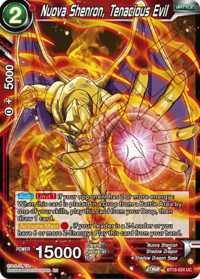 Nuova Shenron Tenacious Evil BT18-024 Dawn of the Z-Legends Dragonball Super card