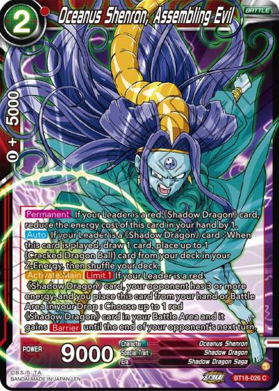 Oceanus Shenron Assembling Evil BT18-026 Dawn of the Z-Legends Dragonball Super card