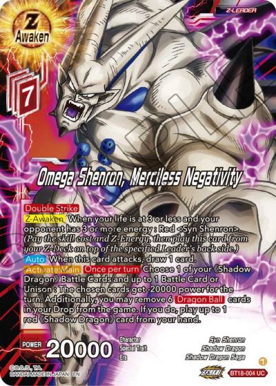 Omega Shenron Merciless Negativity BT18-004 Dawn of the Z-Legends Dragonball Super card