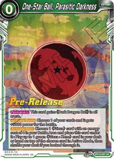 One Star Ball Parasitic Darkness BT10-091 Rise of the Unison Warrior Pre-Release Cards Dragonball Super card