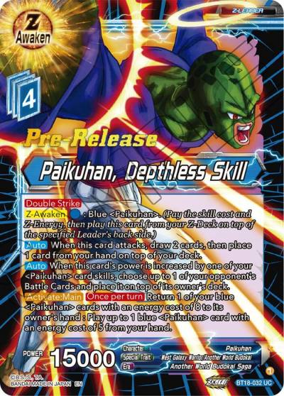 Paikuhan Depthless Skill BT18-032 Dawn of the Z-Legends Pre-Release Cards Dragonball Super card