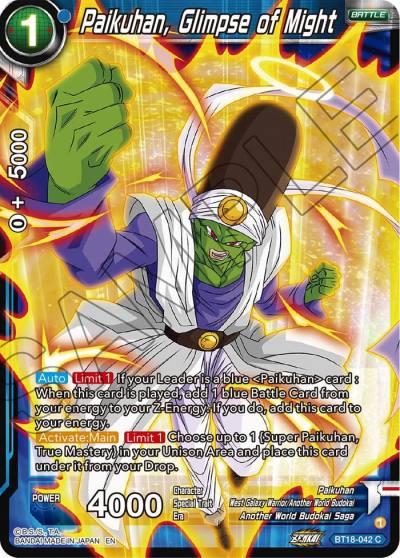 Paikuhan Glimpse of Might Foil BT18-042 Dawn of the Z-Legends Dragonball Super card