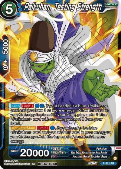 Paikuhan Testing Strength Zenkai Series Tournament Pack Vol5 P-522 Tournament Promotion Cards Dragonball Super card