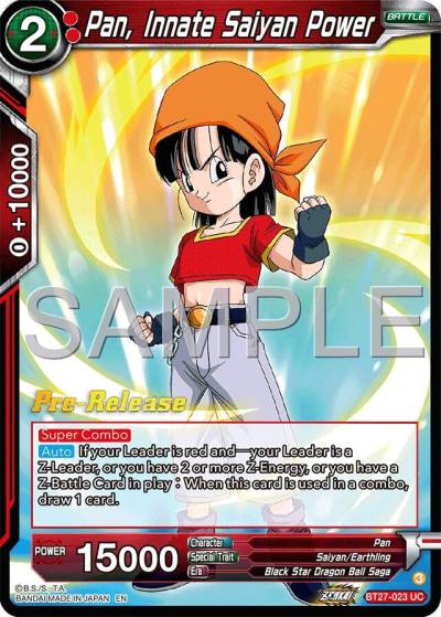 Pan Innate Saiyan Power BT27-023 History of Z Pre-Release Cards Dragonball Super card