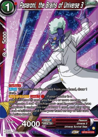 Paparoni the Brains of Universe 3 BT20-013 Power Absorbed Dragonball Super card