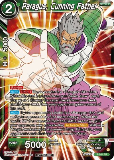 Paragus Cunning Father Zenkai Series Tournament Pack Vol6 P-564 Tournament Promotion Cards Dragonball Super card
