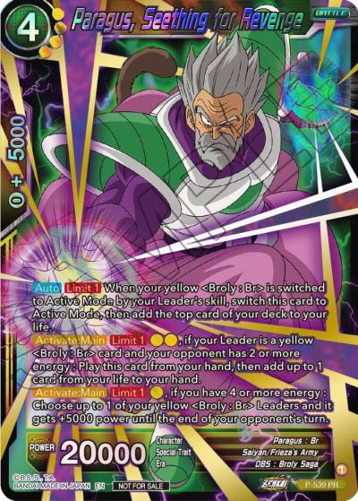 Paragus Seething for Revenge Championship Selection Pack 2023 Vol2 Gold Stamped Shatterfoil P-539 Tournament Promotion Cards Dragonball Super card