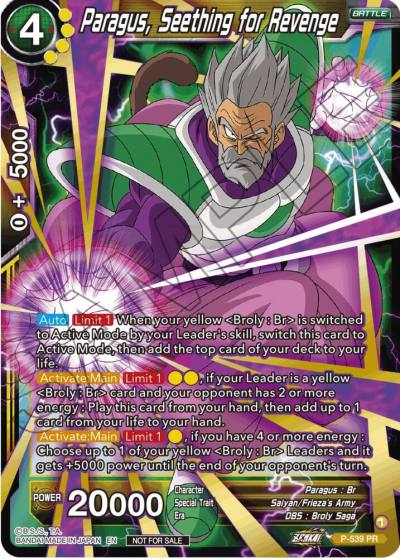 Paragus Seething for Revenge Championship Selection Pack 2023 Vol2 Gold Stamped Silver Foil P-539 Tournament Promotion Cards Dragonball Super card