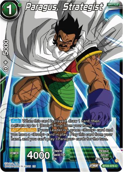 Paragus Strategist BT22-075 Critical Blow Dragonball Super card