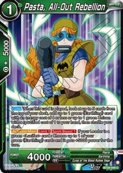 Pasta All Out Rebellion BT29-049 Fearsome Rivals Dragonball Super card