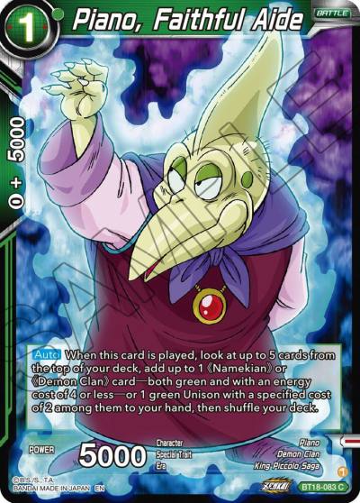 Piano Faithful Aide BT18-083 Dawn of the Z-Legends Dragonball Super card