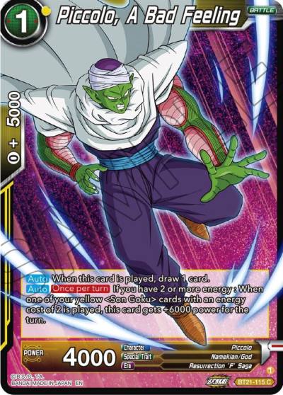 Piccolo A Bad Feeling BT21-115 Wild Resurgence Dragonball Super card