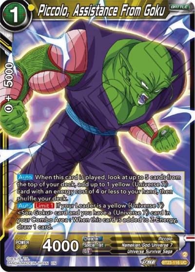 Piccolo Assistance From Goku Foil BT23-116 Perfect Combination Dragonball Super card