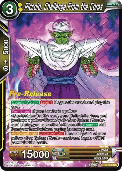 Piccolo Challenge From the Corps BT24-093 Beyond Generations Pre-Release Cards Dragonball Super card