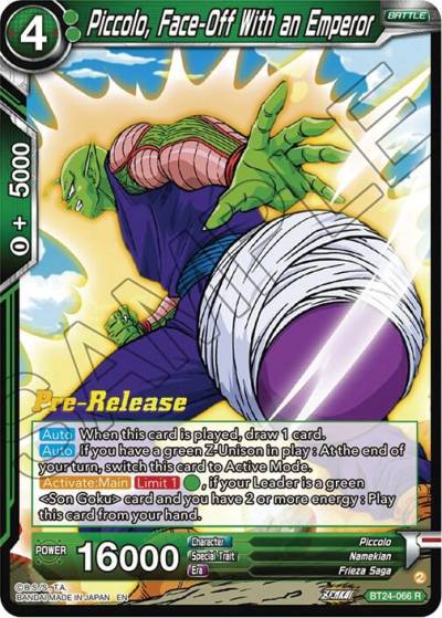 Piccolo Face Off With an Emperor BT24-066 Beyond Generations Pre-Release Cards Dragonball Super card