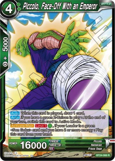 Piccolo Face Off With an Emperor BT24-066 Beyond Generations Dragonball Super card
