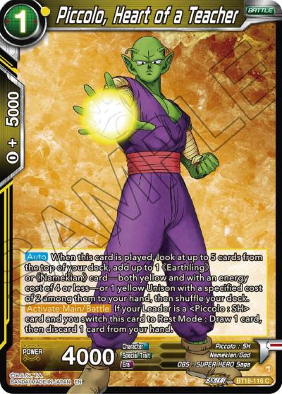 Piccolo Heart of a Teacher BT18-116 Dawn of the Z-Legends Dragonball Super card