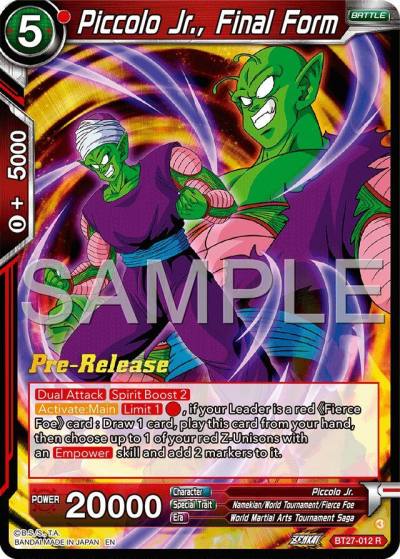 Piccolo Jr Final Form BT27-012 History of Z Pre-Release Cards Dragonball Super card