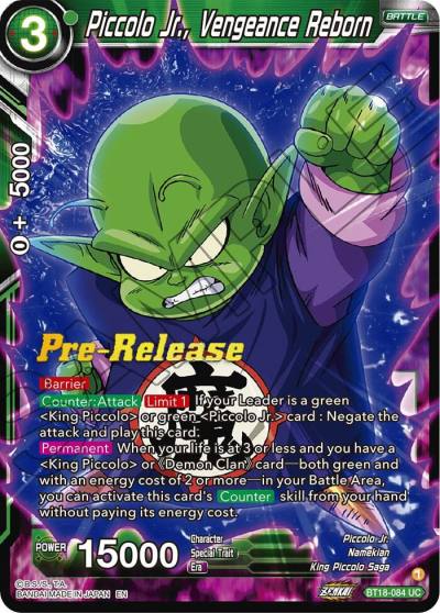 Piccolo Jr Vengeance Reborn BT18-084 Dawn of the Z-Legends Pre-Release Cards Dragonball Super card