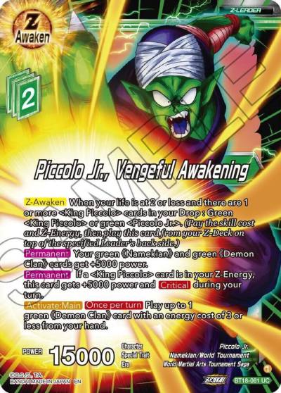Piccolo Jr Vengeful Awakening BT18-061 Dawn of the Z-Legends Dragonball Super card