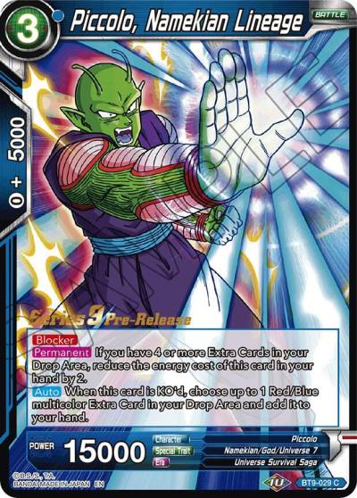 Piccolo Namekian Lineage BT9-029 Universal Onslaught Pre-Release Cards Dragonball Super card