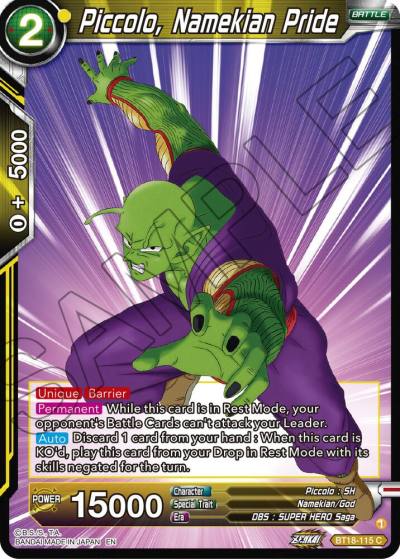 Piccolo Namekian Pride Foil BT18-115 Dawn of the Z-Legends Dragonball Super card