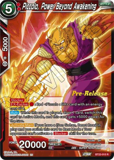 Piccolo Power Beyond Awakening BT22-015 Critical Blow Pre-Release Cards Dragonball Super card