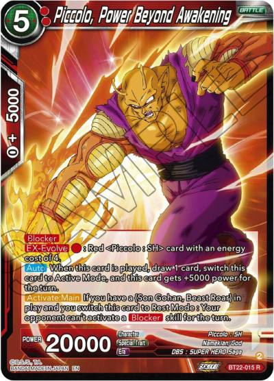 Piccolo Power Beyond Awakening BT22-015 Critical Blow Dragonball Super card