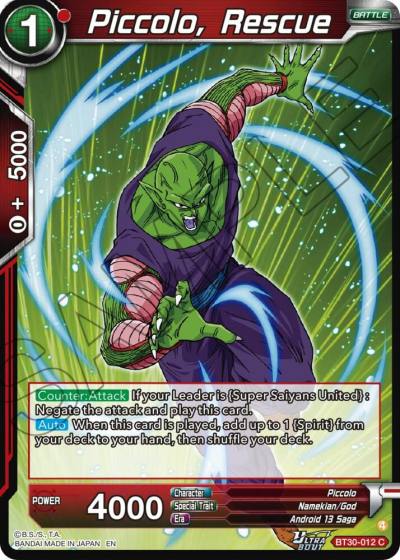 Piccolo Rescue BT30-012 Three Glorious Fighters Dragonball Super card