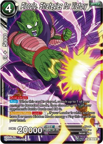 Piccolo Strategies for Victory BT30-113 Three Glorious Fighters Dragonball Super card
