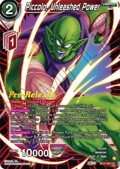 Piccolo Unleashed Power BT21-004 Wild Resurgence Pre-Release Cards Dragonball Super card