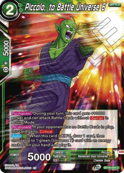 Piccolo to Battle Universe 6 Foil BT16-054 Realm of the Gods Dragonball Super card