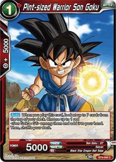 Pint sized Warrior Son Goku BT3-006 Cross Worlds Dragonball Super card