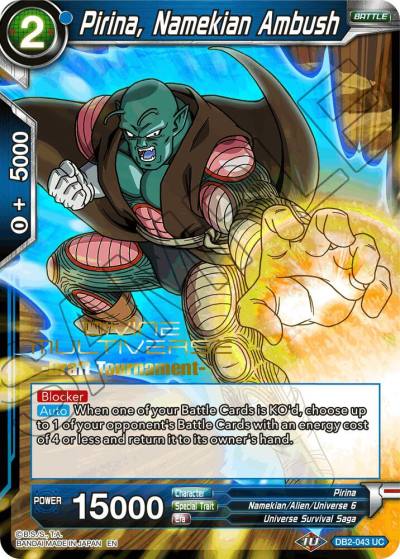Pirina Namekian Ambush Divine Multiverse Draft Tournament DB2-043 Tournament Promotion Cards Dragonball Super card