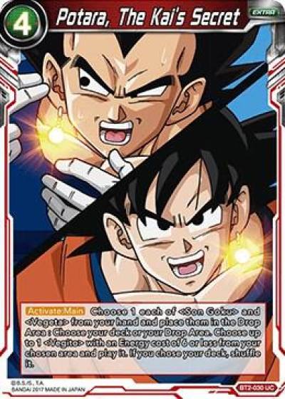Potara The Kais Secret BT2-030 Union Force Dragonball Super card