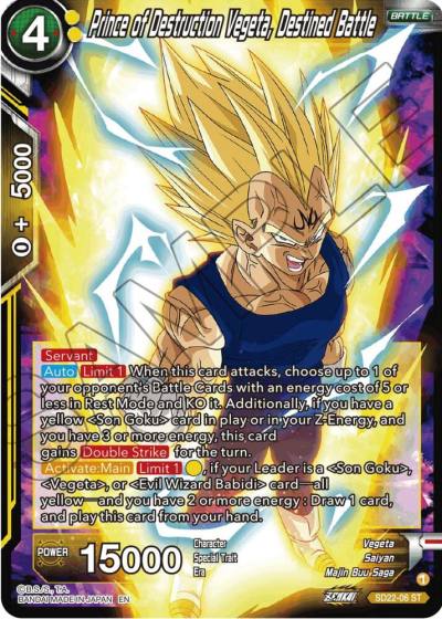 Prince of Destruction Vegeta Destined Battle SD22-06 Power Absorbed Dragonball Super card